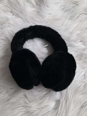 Christian Siriano Black Fur Earmuff Headphones - Comfortable Winter Ear Warmers